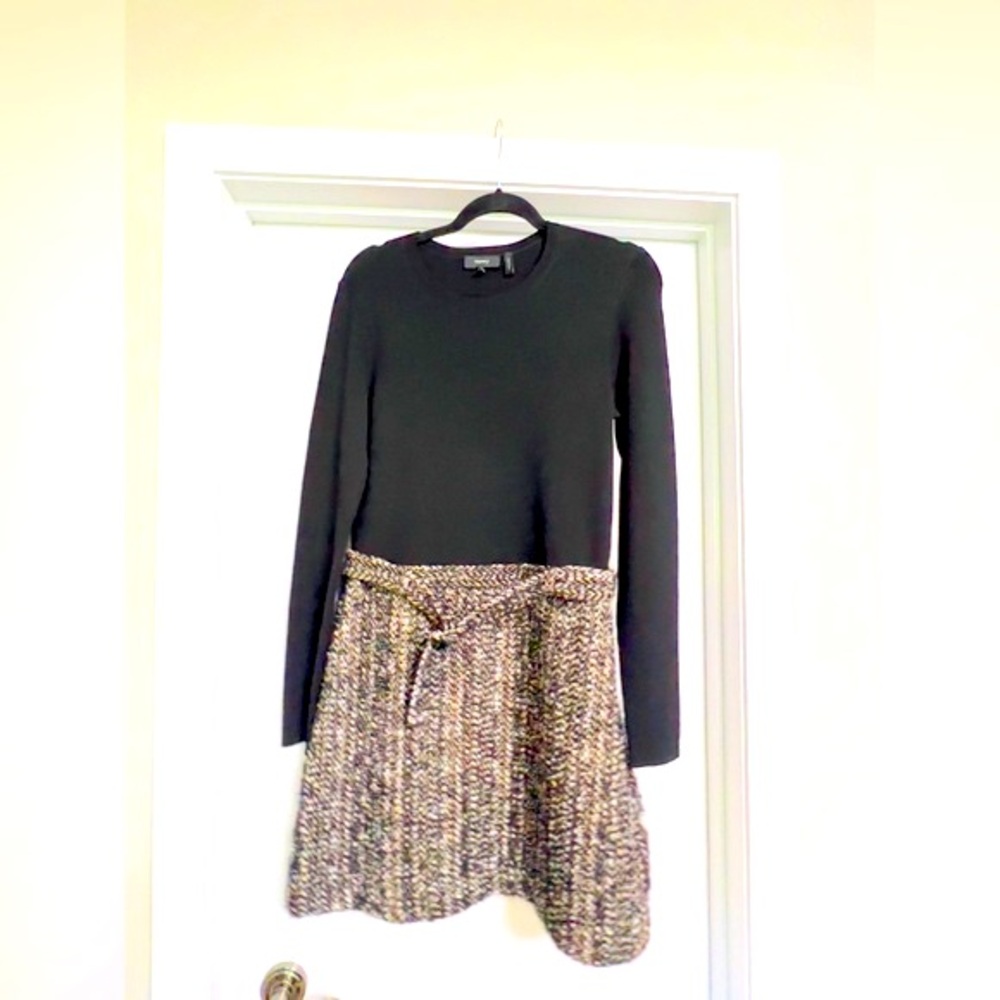THEORY - Black - Ribbed Combo Dress - Size Large